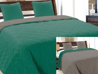 Bedspread VIGO II 180x220+2/40x40, 006/EMERALD-GRAPHITE
