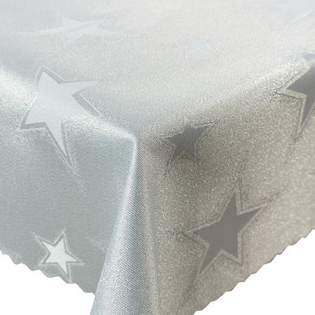 Tablecloths with stain-resistant coatin OVAL 140X250 BIG STAR SILVER 621