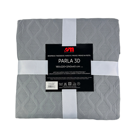 Bedspread PARLA 3D 220x240+2/40x40, SY-7653 GREY