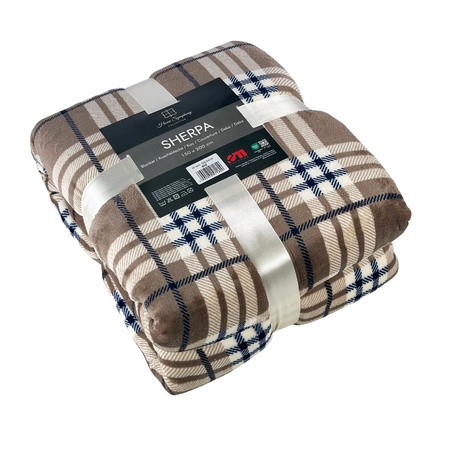 Blanket SHERPA PRINT 150x200 BEIGE
