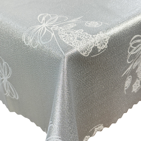 Tablecloths with stain-resistant coating oval 140x200 silver 1869