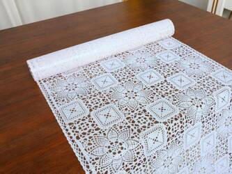 Vinyl lace table runner 50 WH-WHITE LA-0585U