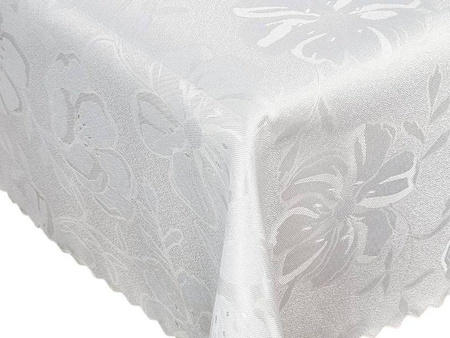 Tablecloths with stain-resistant coating Flowers 3329 White