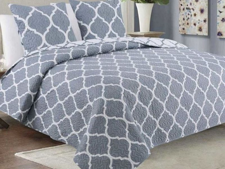 Double-Sided Bedspread TAVIRA J-0727-1 Meridian Gray 220x240+2x40x40