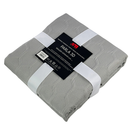 Bedspread PARLA 3D 180x220+2/40x40,SY-7653 LIGHT GREY