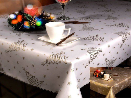 Tablecloths with stain-resistant coatin OVAL 110X200 GOLD 2176