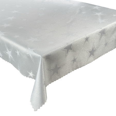 Tablecloths with stain-resistant coating OVAL 130X260 BIG STAR SILVER 621