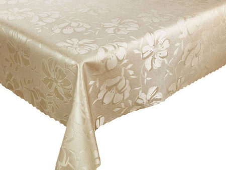 Tablecloths with stain-resistant coating Flowers 3329 Beige