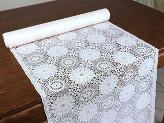 Vinyl lace table runner 50 WH-WHITE KW-0664U