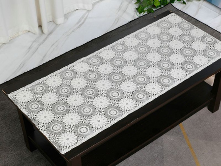 Vinyl lace table runner 50 WH-WHITE KW-0664VP