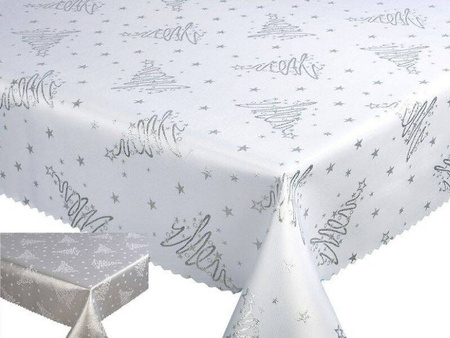 Tablecloths with stain-resistant coatin  OVAL 140X280 SILVER 2176